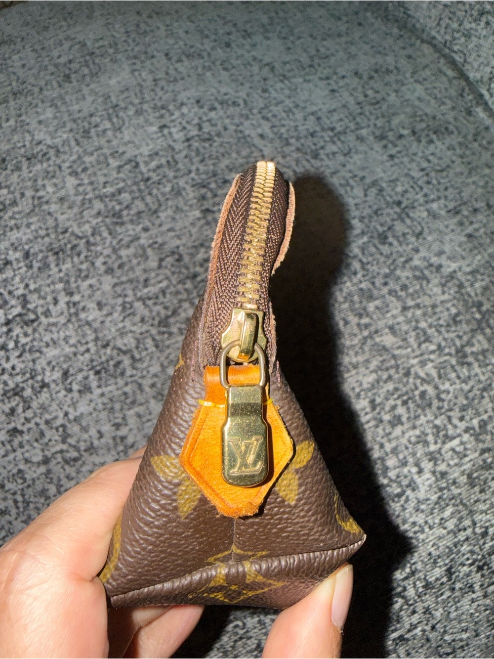 Louis Vuitton Monogram Coated Canvas Pouch in Brown and Gold - Picture 3 of 7